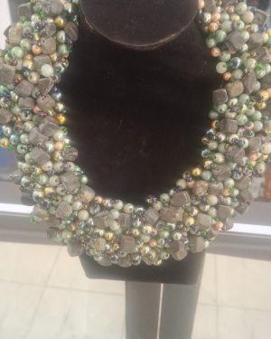 Stone & Glass Bead Statement Necklace