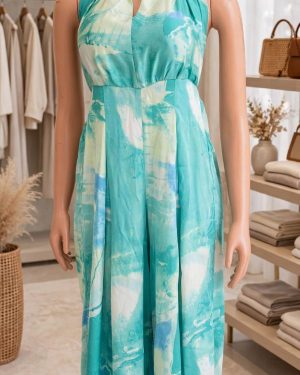 Turquoise Print Jumpsuit
