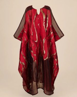 Red & Gold Print Kaftan