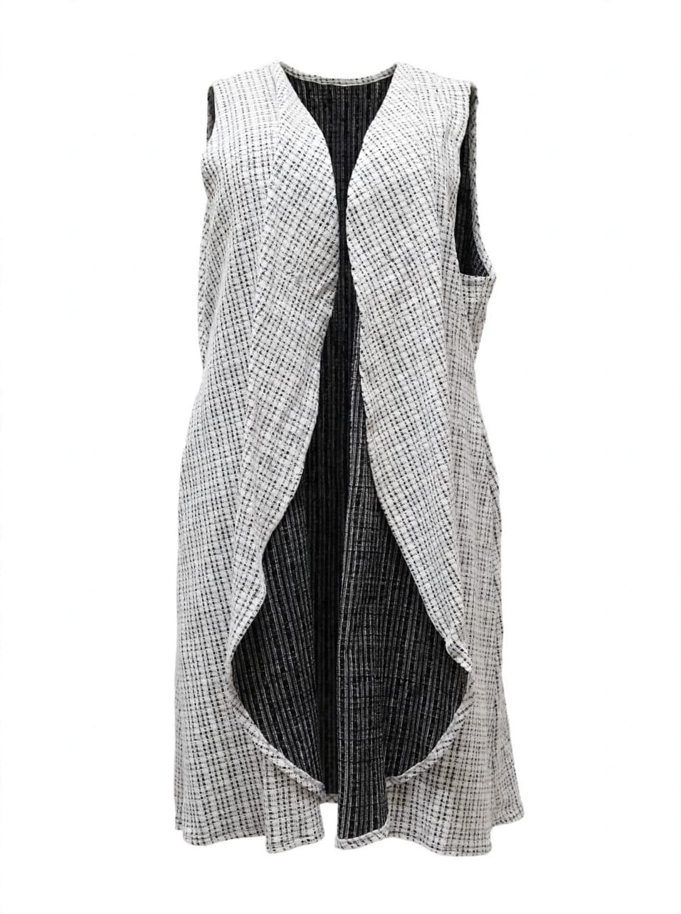 White Tweed Sleeveless Duster