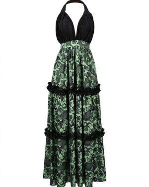 Green Paisley Tiered Dress