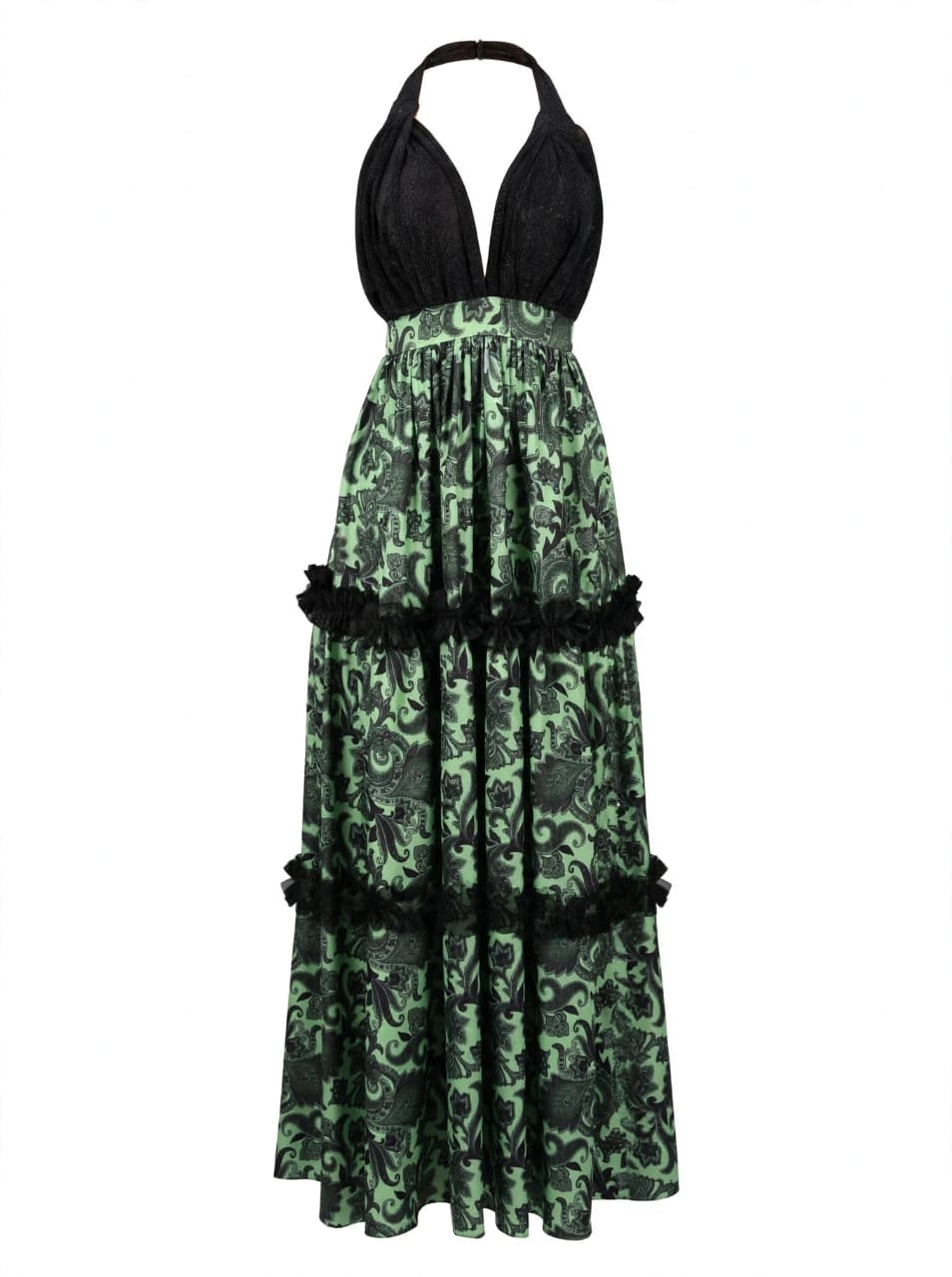 Green Paisley Tiered Dress